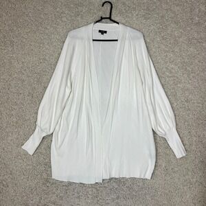 AFRM Cardigan Sweater Womens XS / S White Ribbed Balloon Sleeves Open Casual